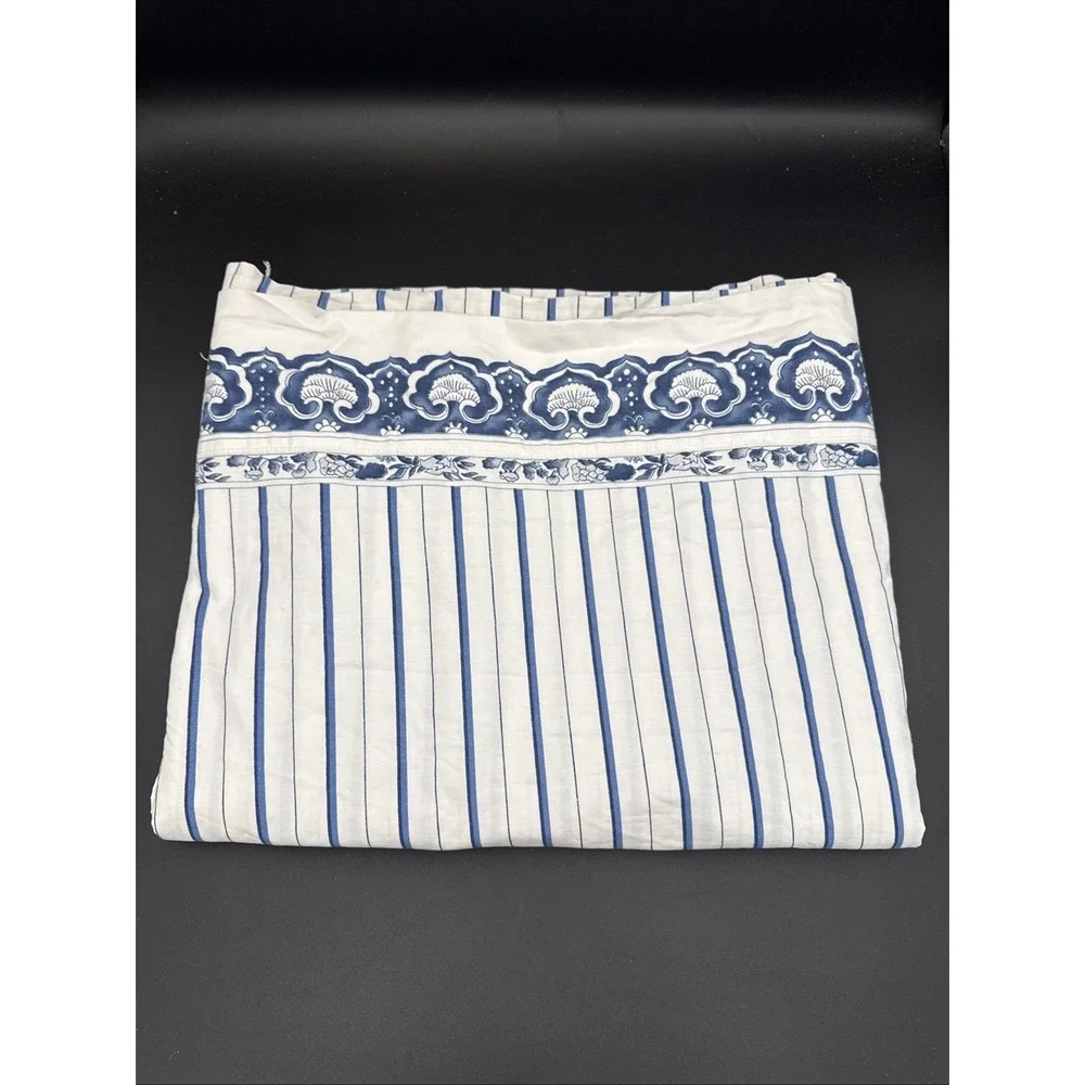 Ralph Lauren Vintage TWIN Flat Sheet Porcelain Blue Jonquil Striped EUC